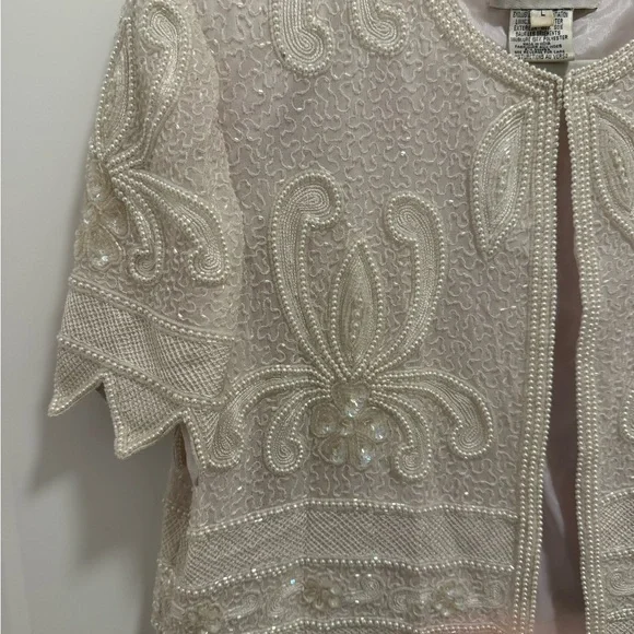 VINTAGE Nipon Boutique Cream Beaded Jacket - Picture 6 of 6